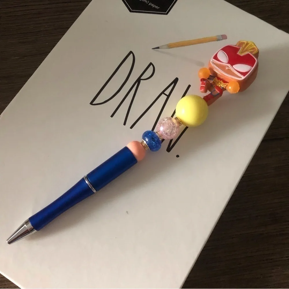Marvel Gingerbread man handmade beaded pen: Ms. Marvel
